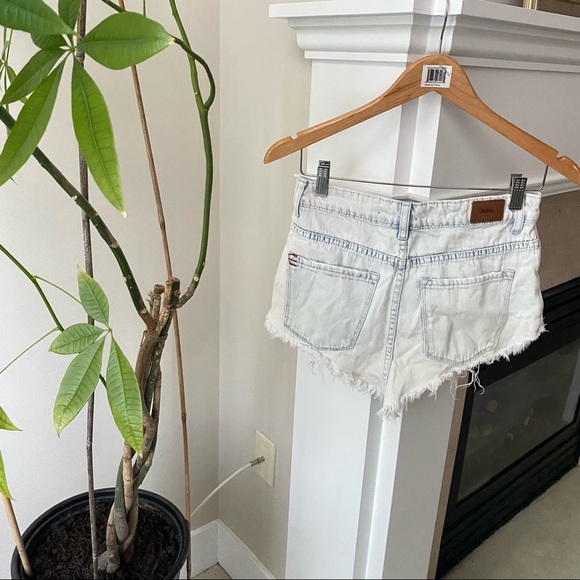 BDG Light Wash Blue Super High Rise Dolphin Cheeky Denim Shorts - Picture 6 of 9